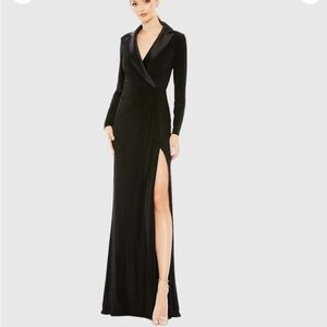 Mac Duggar Elegant Black Evening Faux Tuxedo Gown